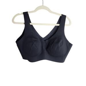 Honeylove V Neck Bra black sz 1X removable cups wire free lift comfort shaping